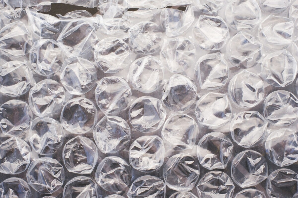 A close up of a plastic bag filled with lots of bubbles