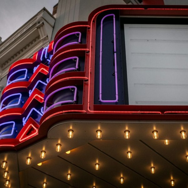white red and blue lighted building