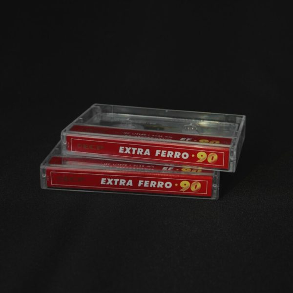 a couple of red boxes sitting on top of a table